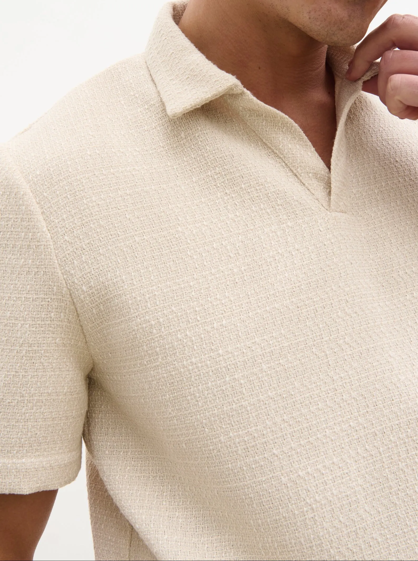 Alexander Textured Jersey Short Sleeve Shirt - Beige sold by NOBL product image thumbnail 3