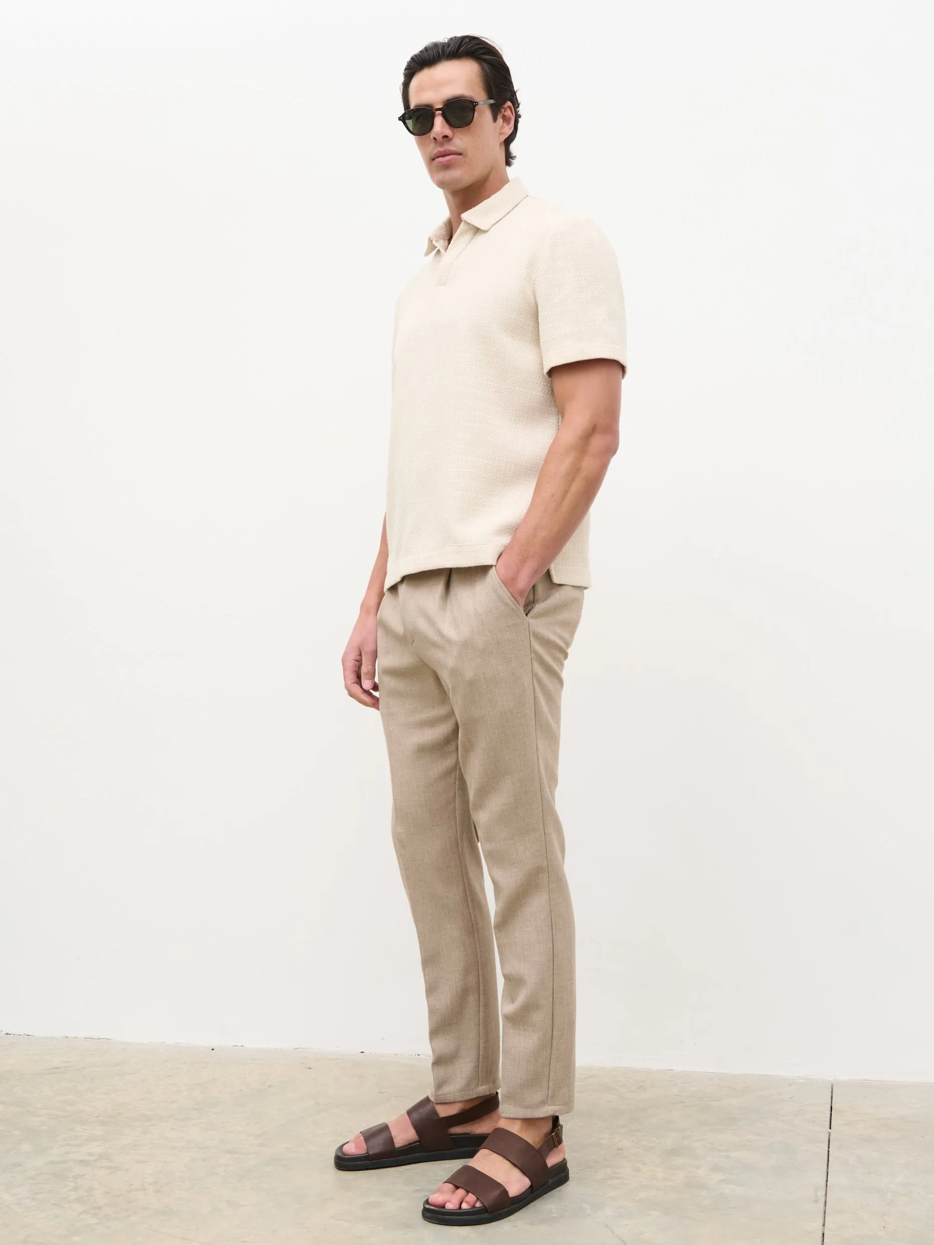 Alexander Textured Jersey Short Sleeve Shirt - Beige sold by NOBL product image thumbnail 4
