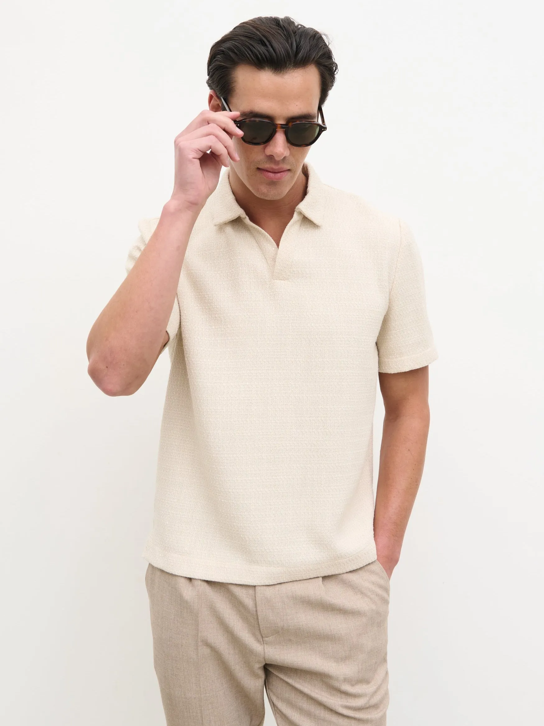 Alexander Textured Jersey Short Sleeve Shirt - Beige sold by NOBL product image thumbnail 2