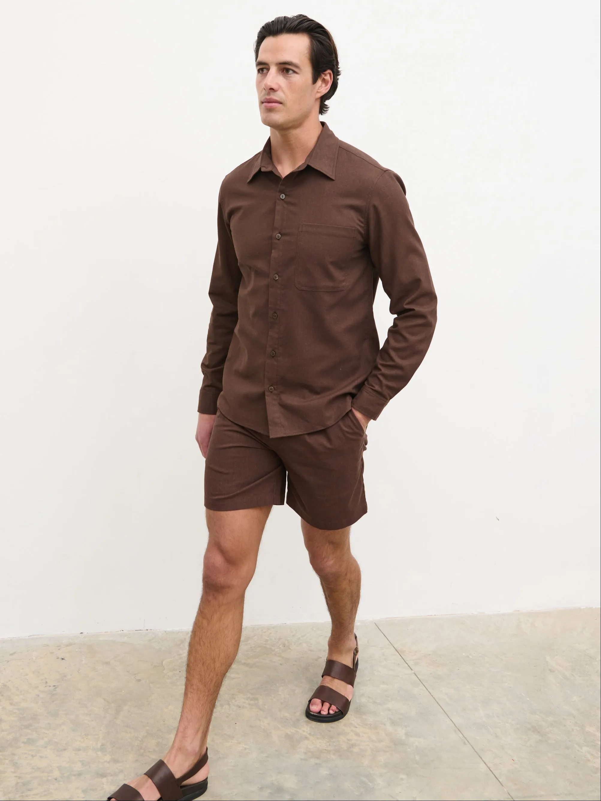 Josh Long Sleeve Linen Shirt - Brown sold by NOBL product image thumbnail 4