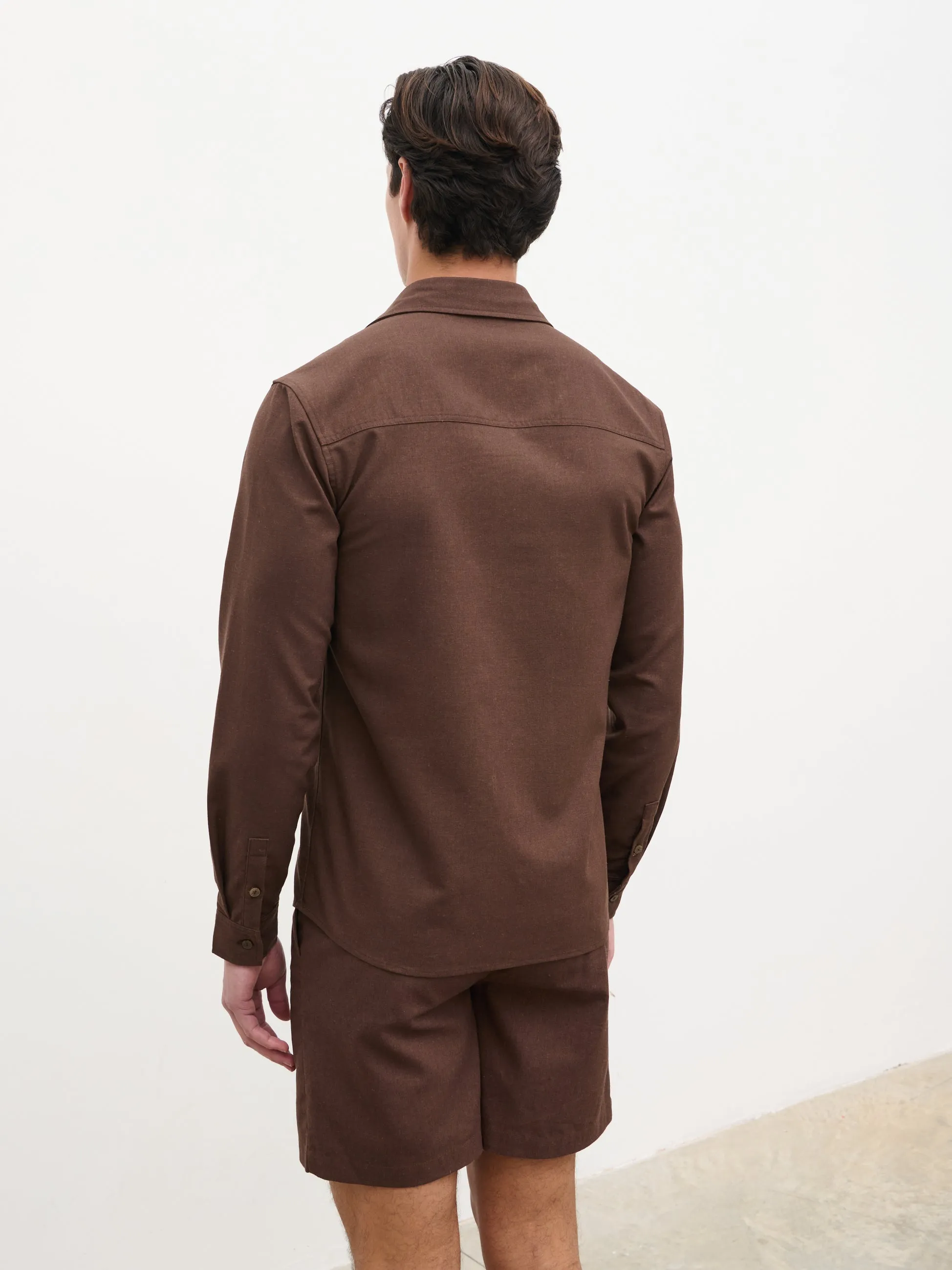 Josh Long Sleeve Linen Shirt - Brown sold by NOBL product image thumbnail 5