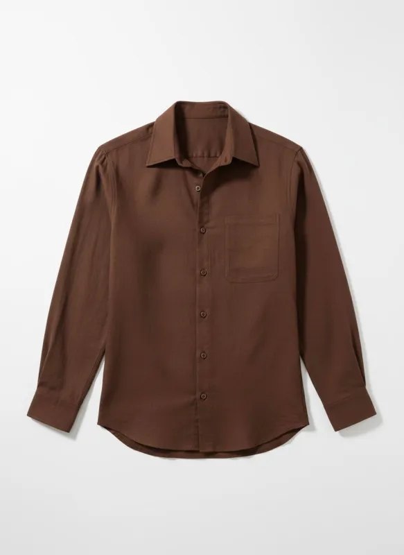 Josh Long Sleeve Linen Shirt - Brown made by NOBL