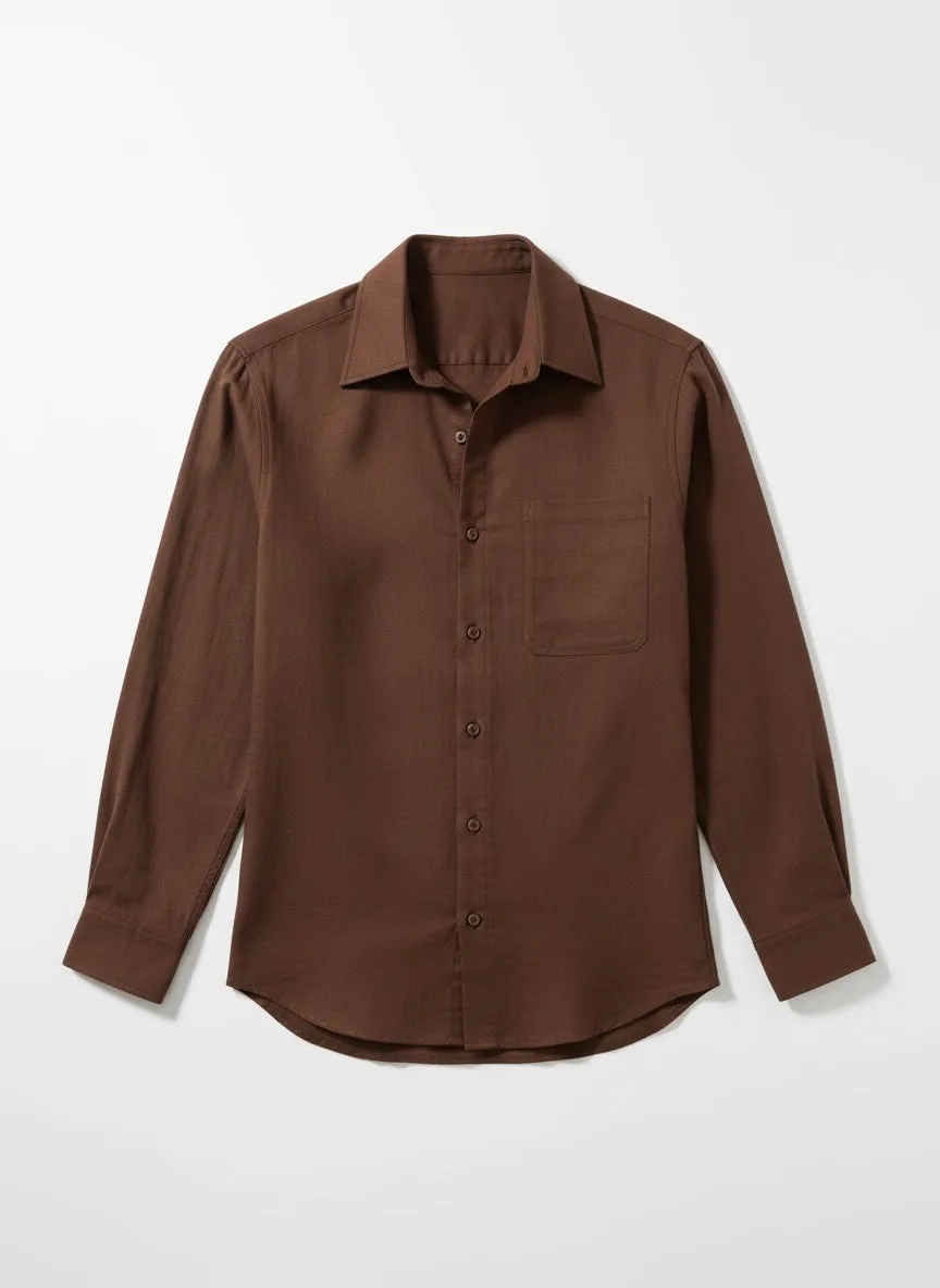 Josh Long Sleeve Linen Shirt - Brown sold by NOBL