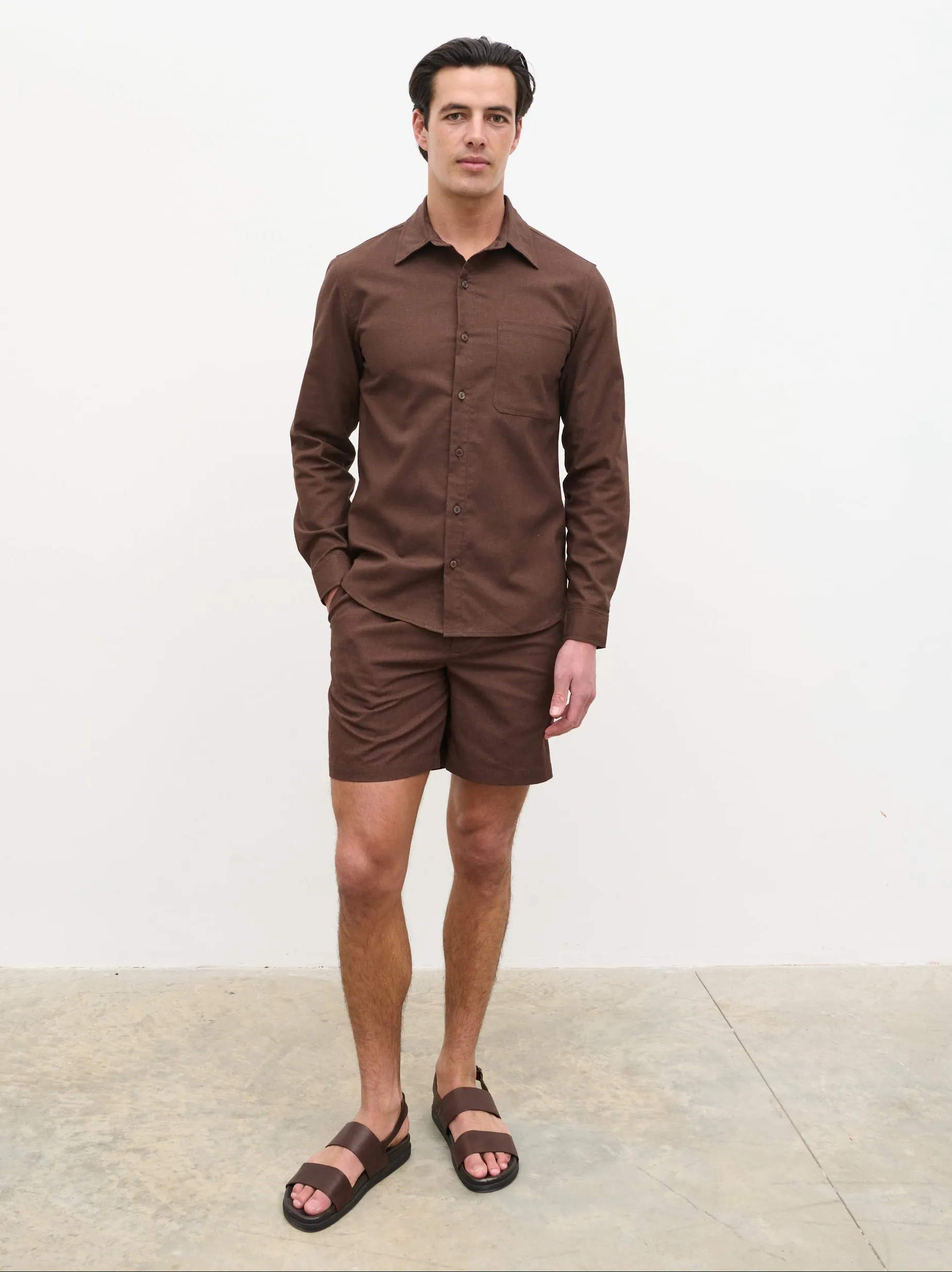 Josh Long Sleeve Linen Shirt - Brown sold by NOBL product image thumbnail 2