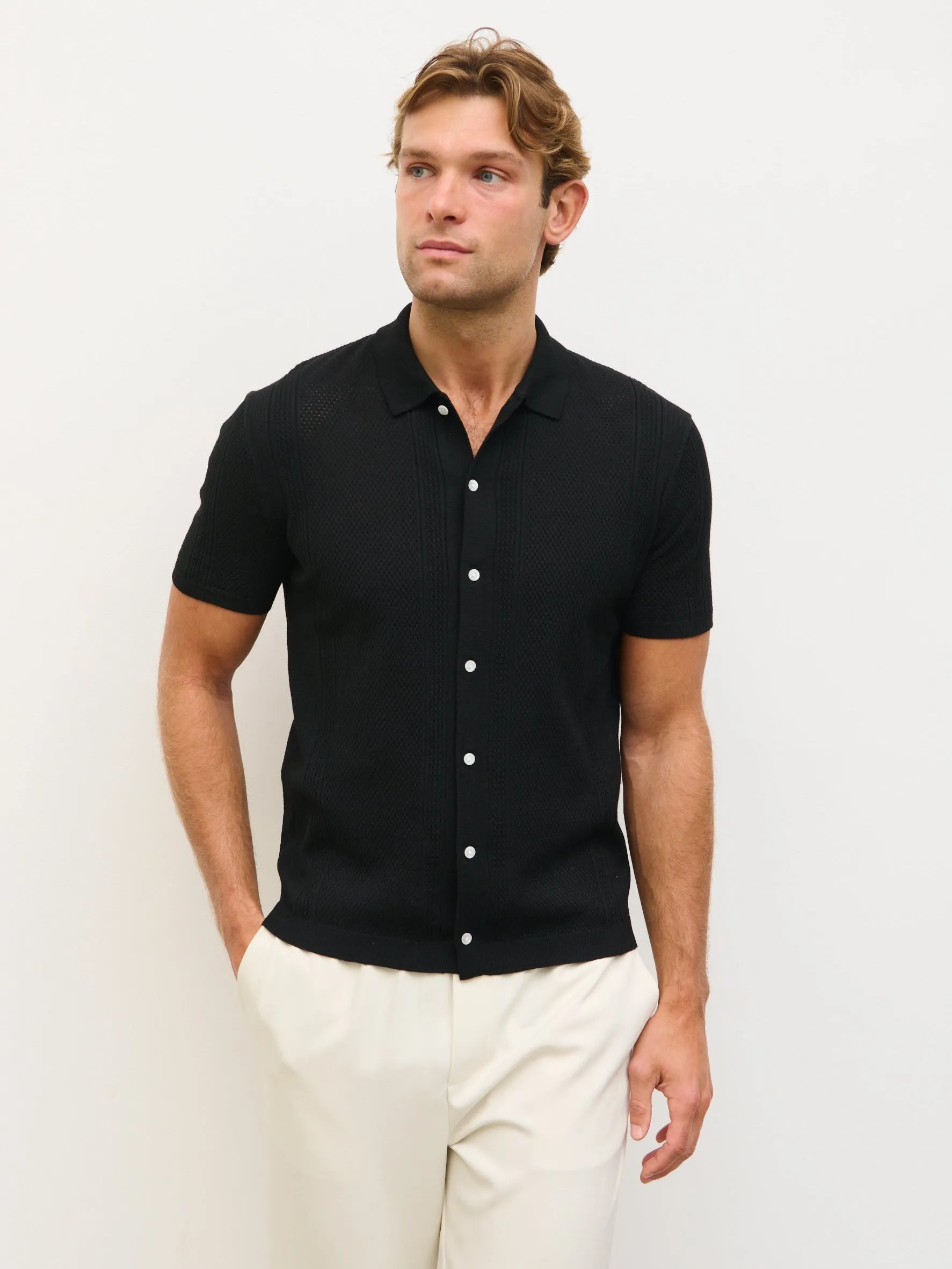 Rafael Openwork Knit Shirt - Black sold by NOBL product image thumbnail 5