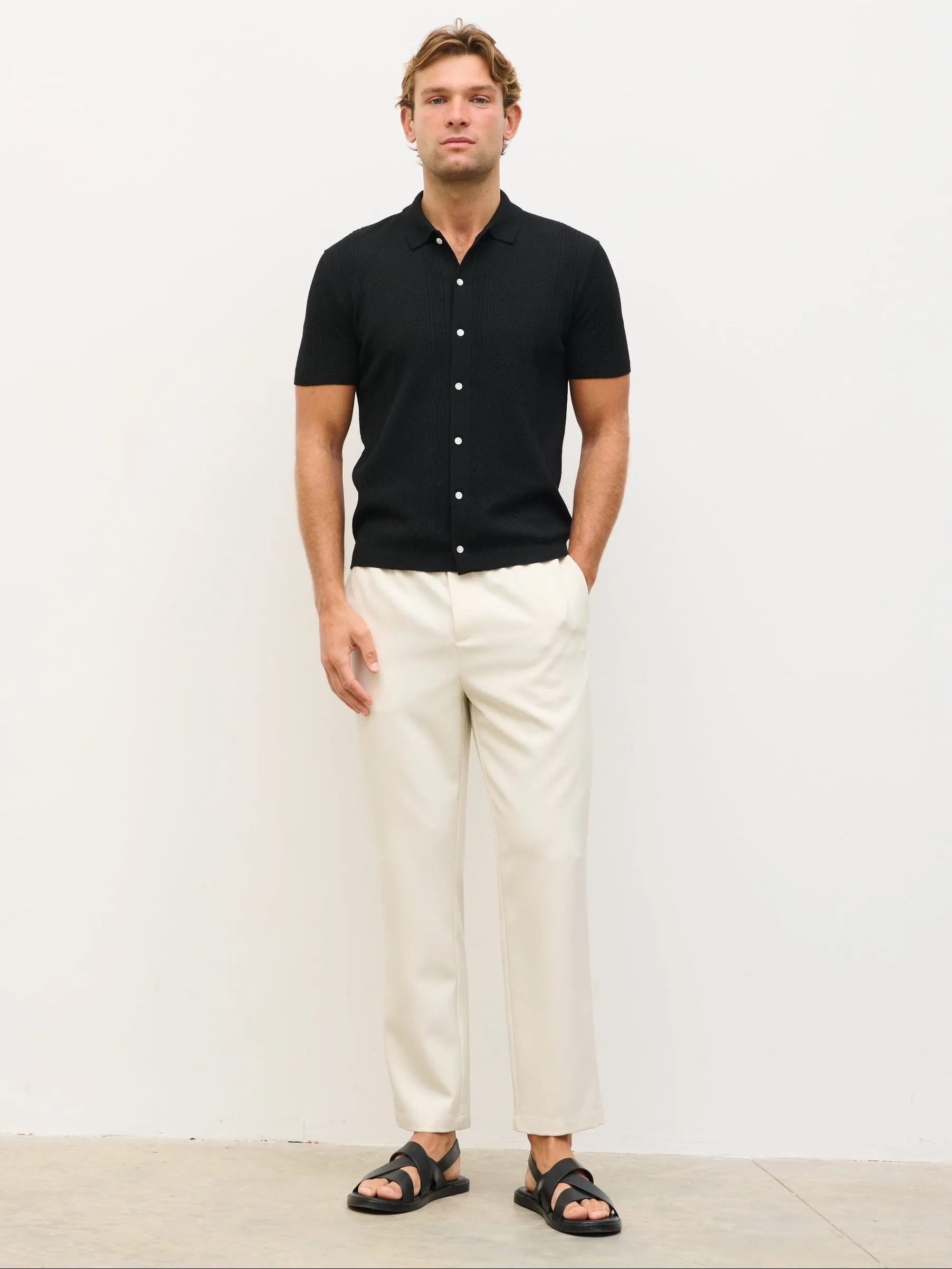 Rafael Openwork Knit Shirt - Black sold by NOBL product image thumbnail 3