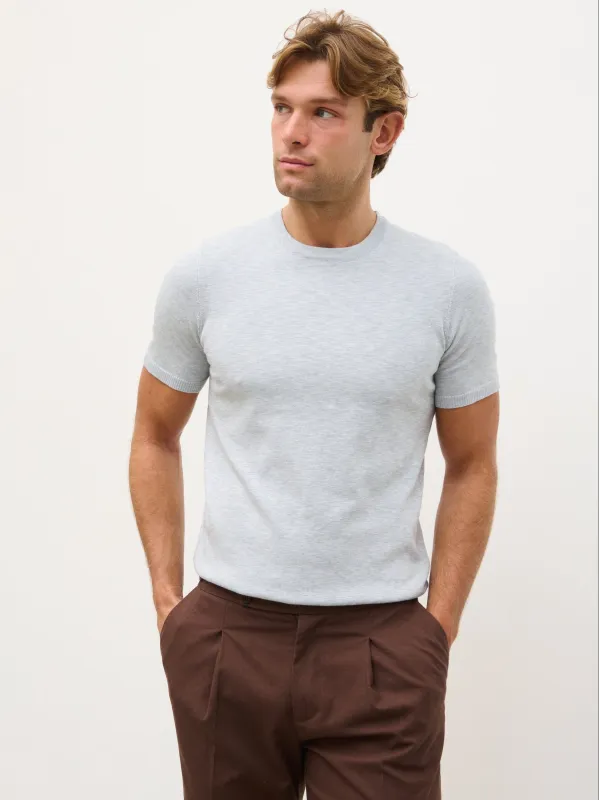 Harry Lightweight Knit T-Shirt - Blue Marl made by NOBL
