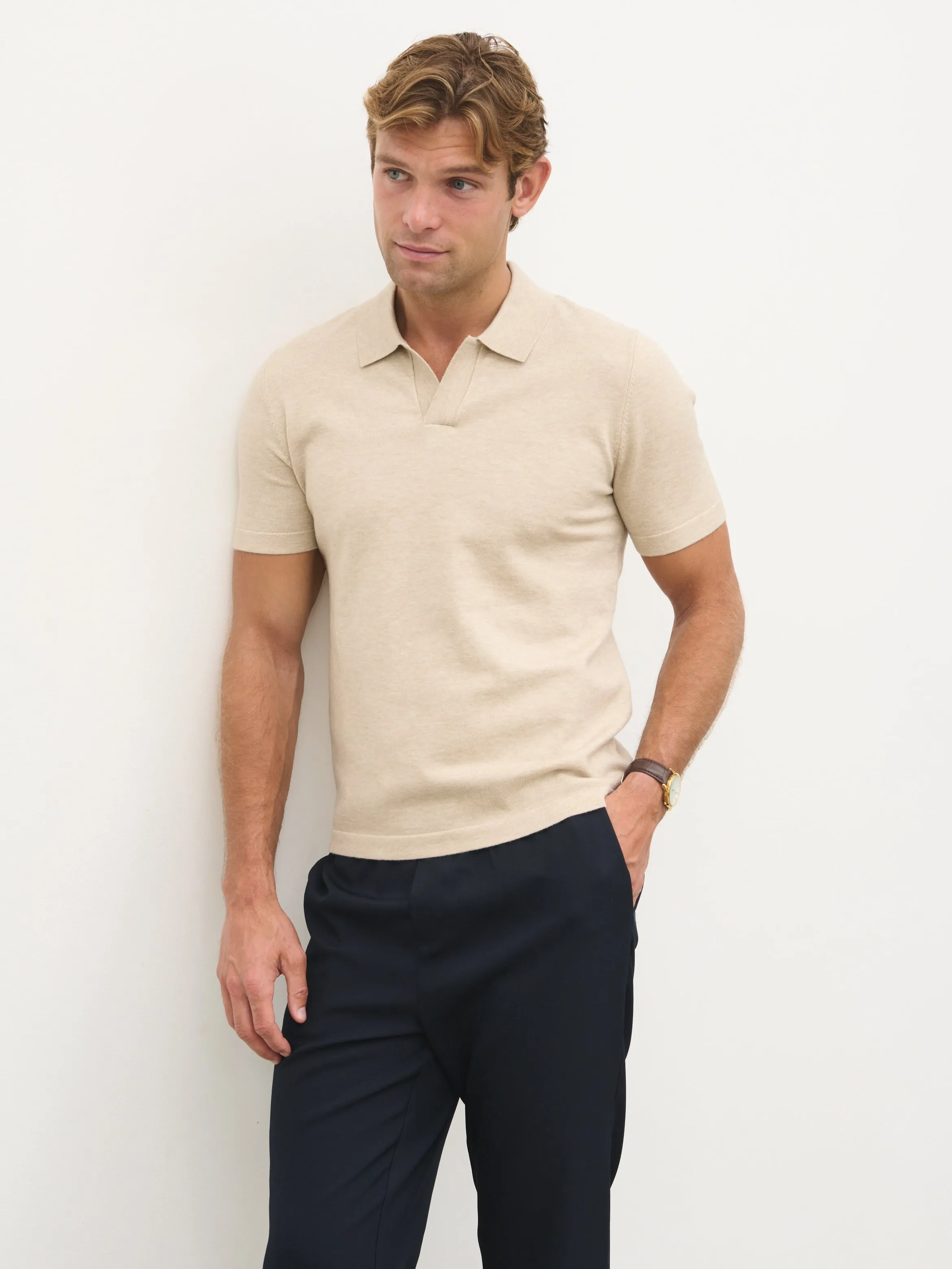 West Knit Polo Top - Beige sold by NOBL product image thumbnail 2