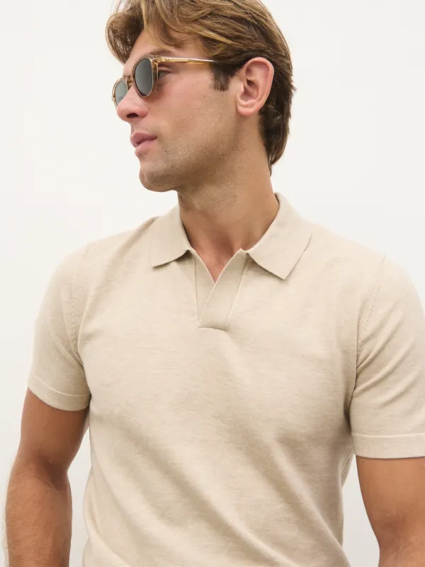 West Knit Polo Top - Beige made by NOBL