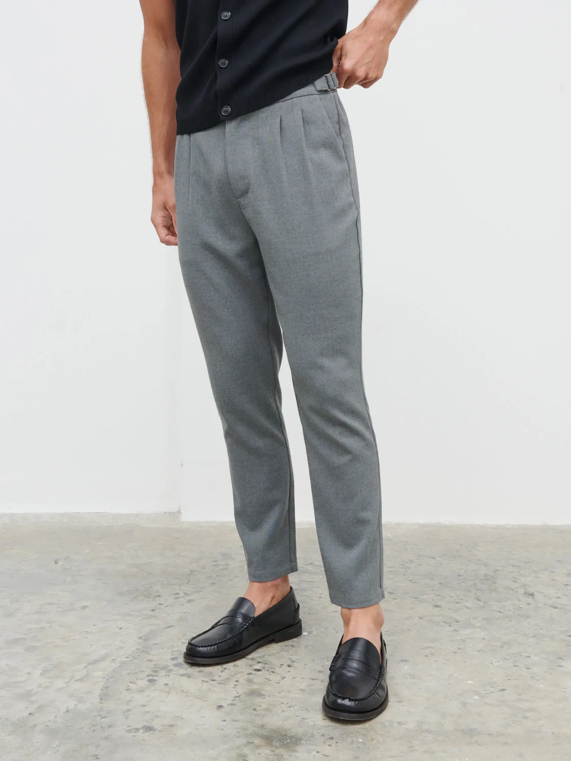 Malcolm Tailored Trouser - Grey Melange sold by NOBL
