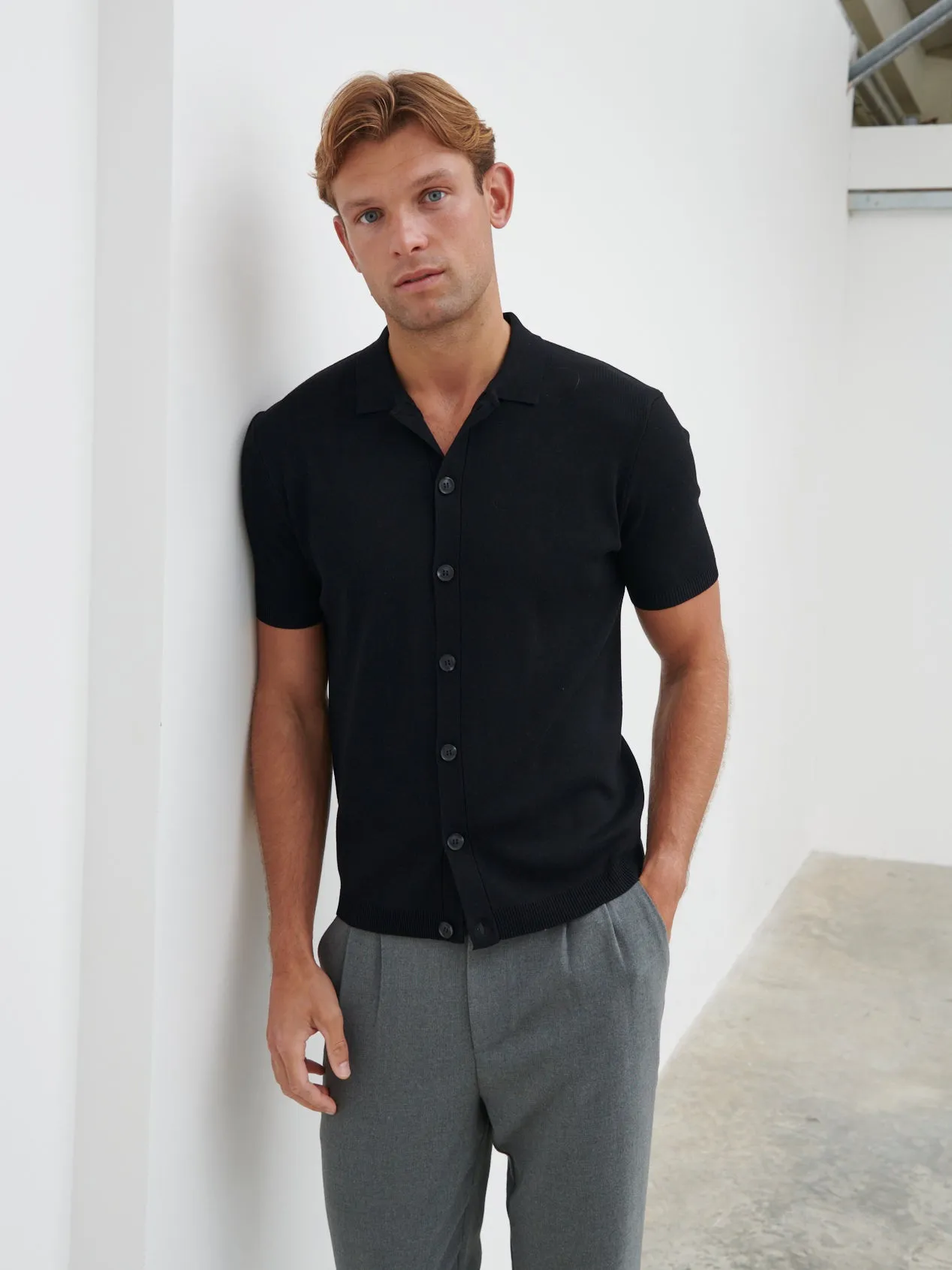 Jasper Button Down Knitted Shirt - Black sold by NOBL product image thumbnail 4
