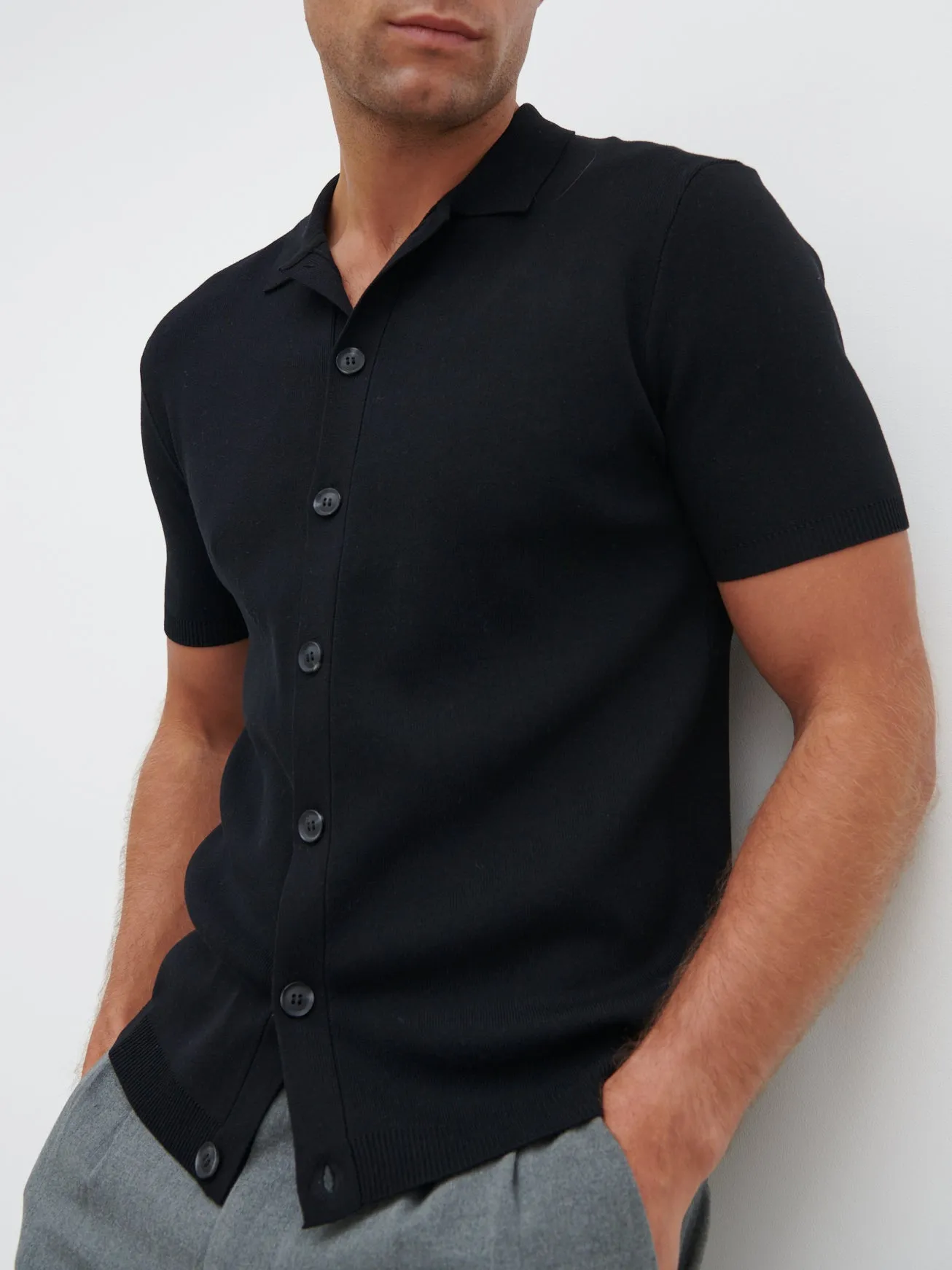Jasper Button Down Knitted Shirt - Black sold by NOBL product image thumbnail 2