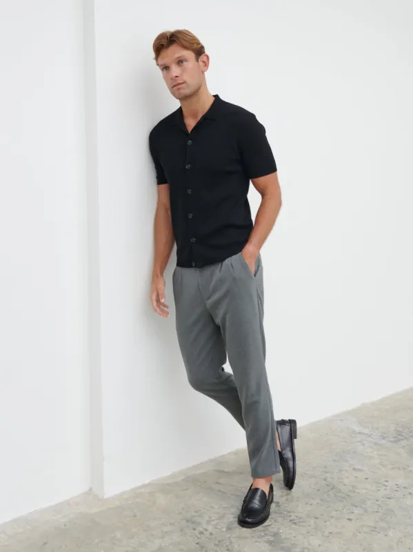 Jasper Button Down Knitted Shirt - Black sold by NOBL