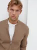 Maddox Ribbed Knit Bomber Jacket - Tobacco sold by NOBL