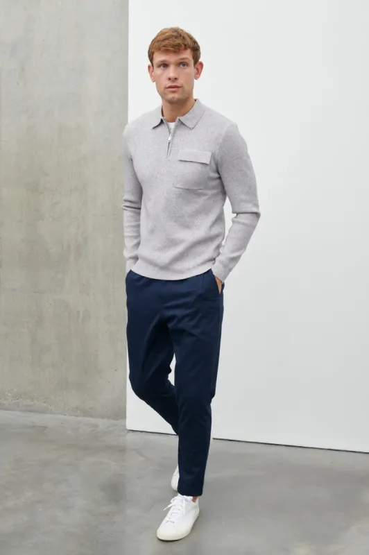 Chester Half Zip Knit Jumper - Grey Marl sold by NOBL