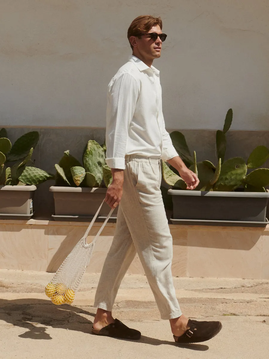 Jenson Linen Trousers - Natural sold by NOBL