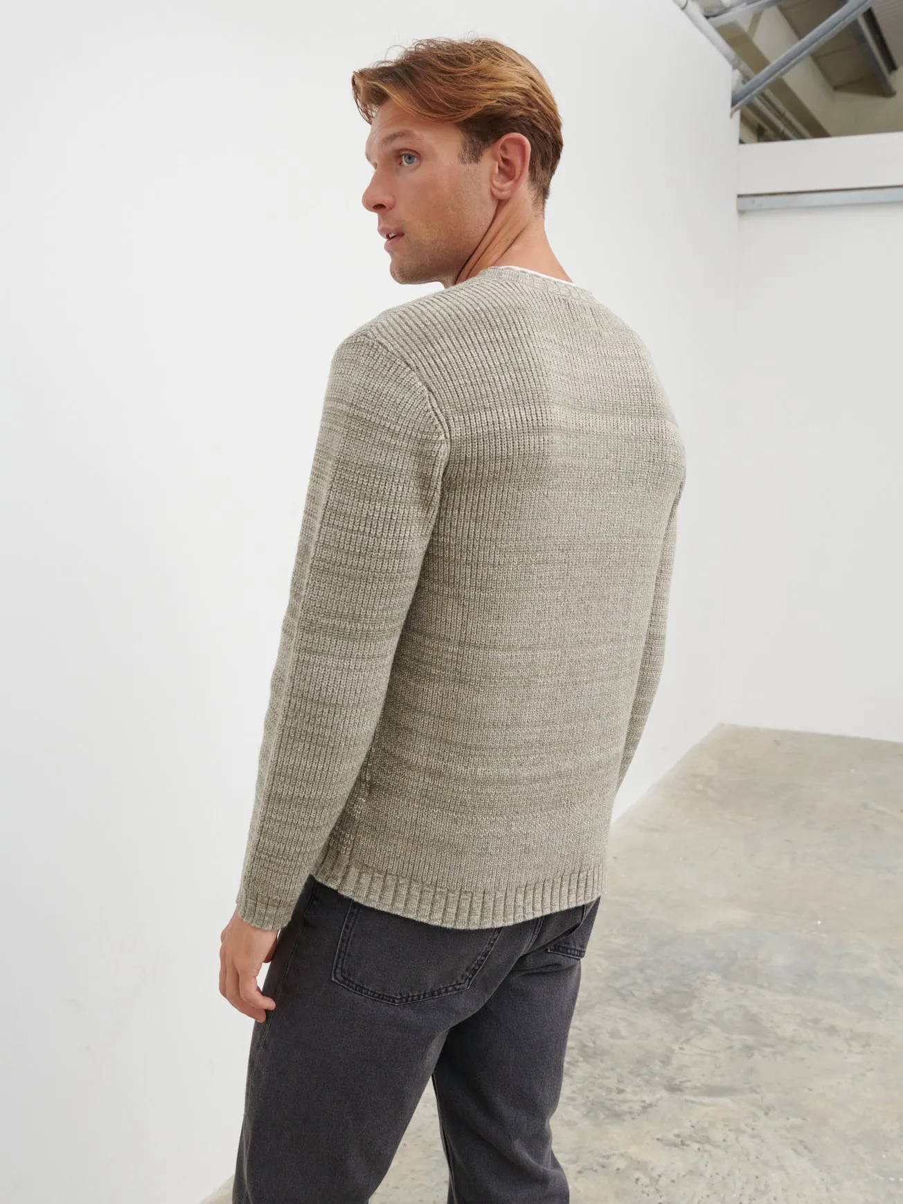 Dylan Crew Neck Knit Jumper - Olive sold by NOBL product image thumbnail 3