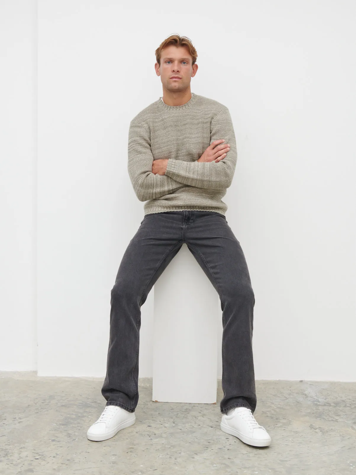 Dylan Crew Neck Knit Jumper - Olive sold by NOBL product image thumbnail 2