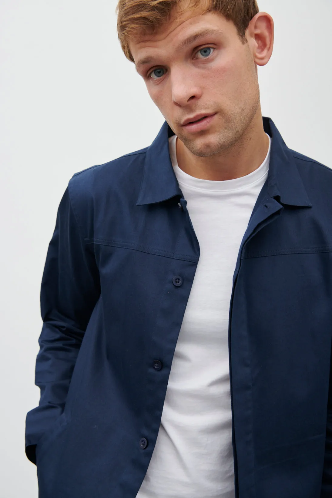 Pierre Long Line Collared Coat - Navy sold by NOBL product image thumbnail 2