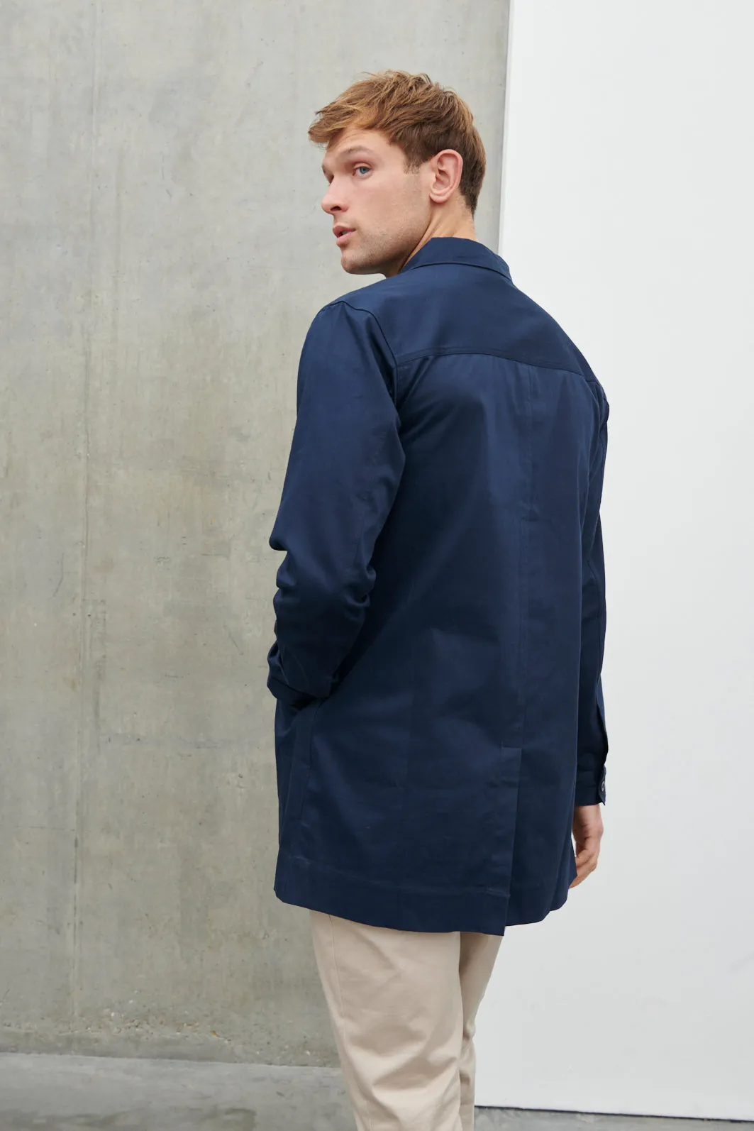 Pierre Long Line Collared Coat - Navy sold by NOBL product image thumbnail 3