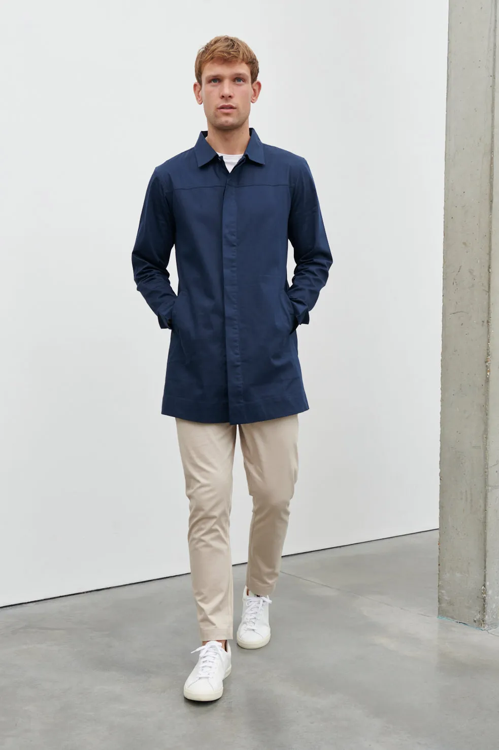 Pierre Long Line Collared Coat - Navy sold by NOBL product image thumbnail 4