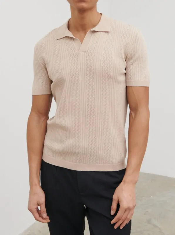 Jude Knit Polo - Beige sold by NOBL