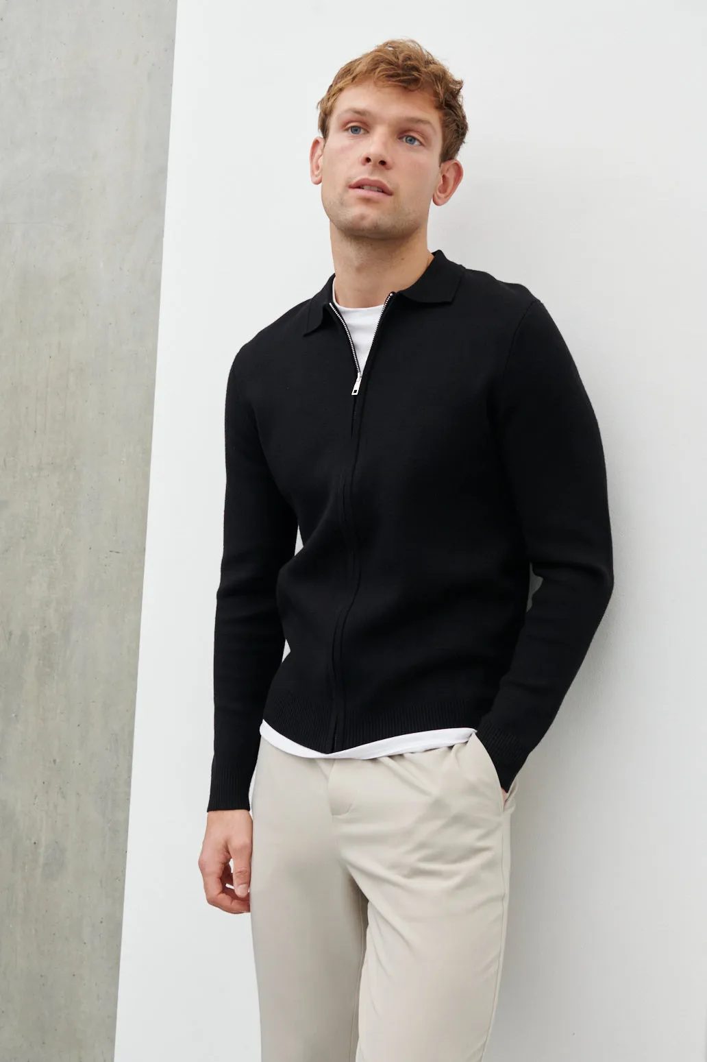 Otis Collared Knit Jacket - Black sold by NOBL product image thumbnail 2