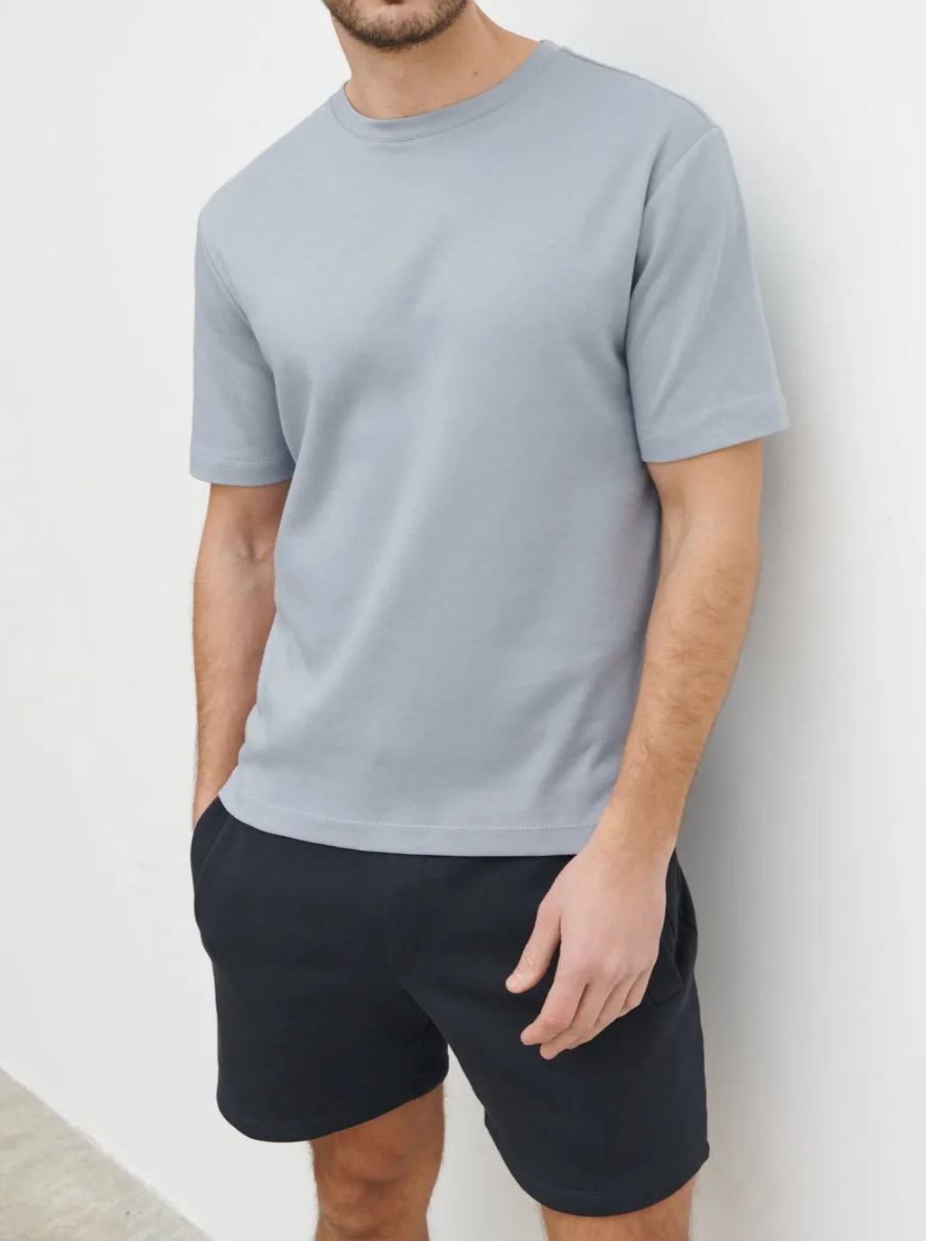 Tobias Relaxed Cotton T-shirt - Grey Blue sold by NOBL