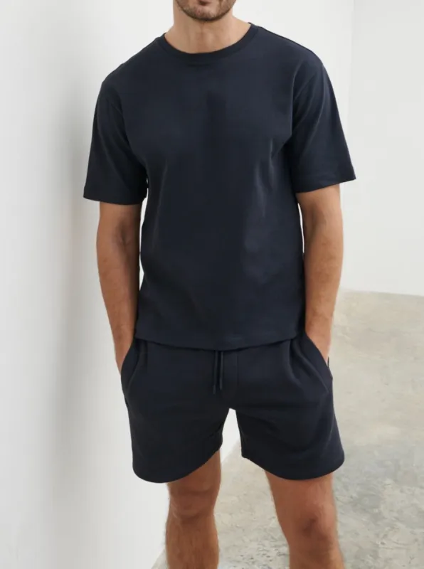 Tobias Relaxed Cotton T-shirt - Blue Graphite sold by NOBL