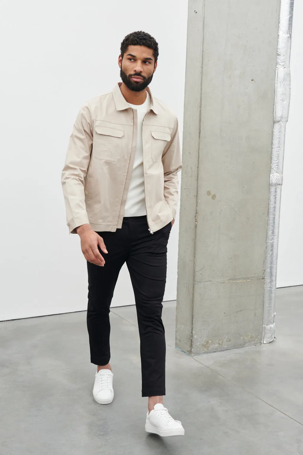 Lucas Zip Down Boxy Shacket - Stone sold by NOBL product image thumbnail 4