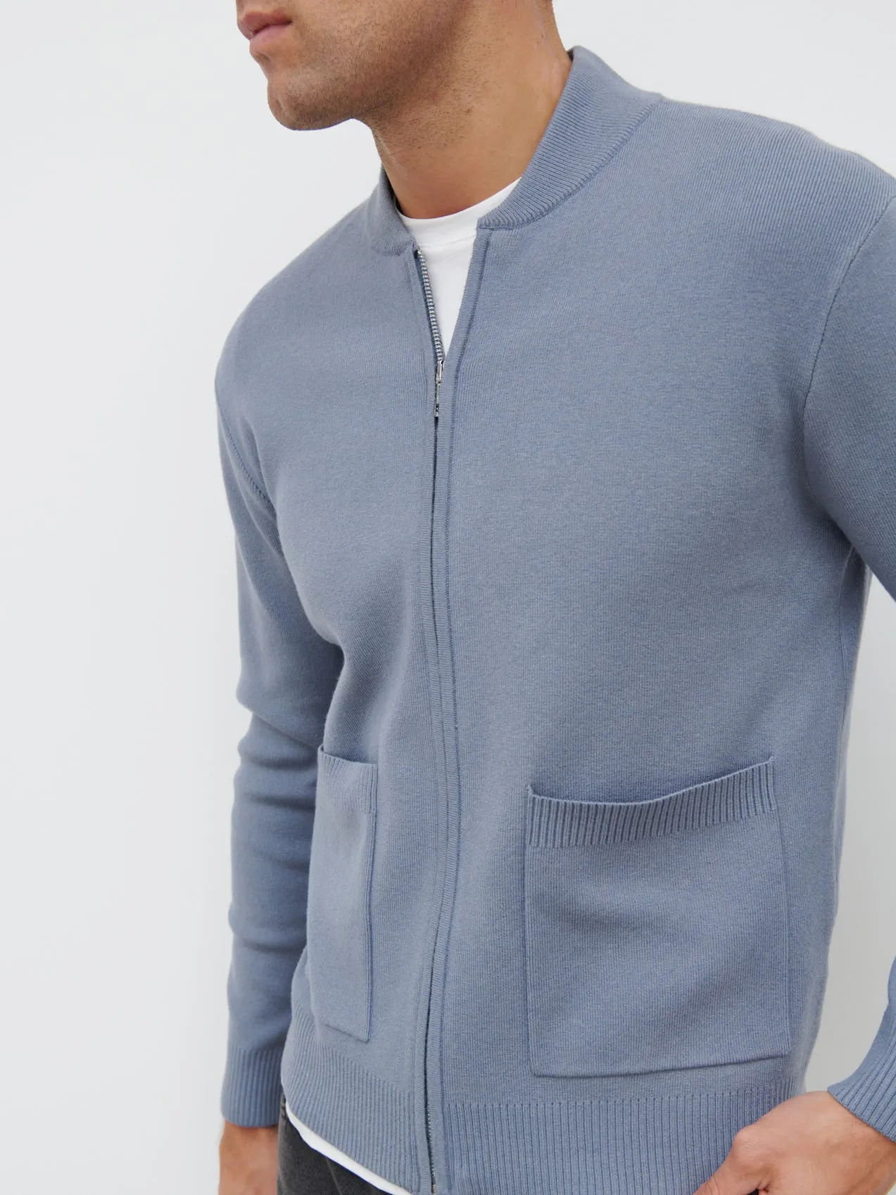 Arlo Knit Bomber Jacket - Steel Blue sold by NOBL product image thumbnail 2