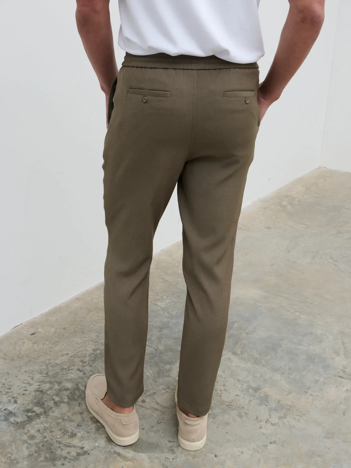 Timothe Drawstring Trouser - Dark Olive Grey sold by NOBL product image thumbnail 3