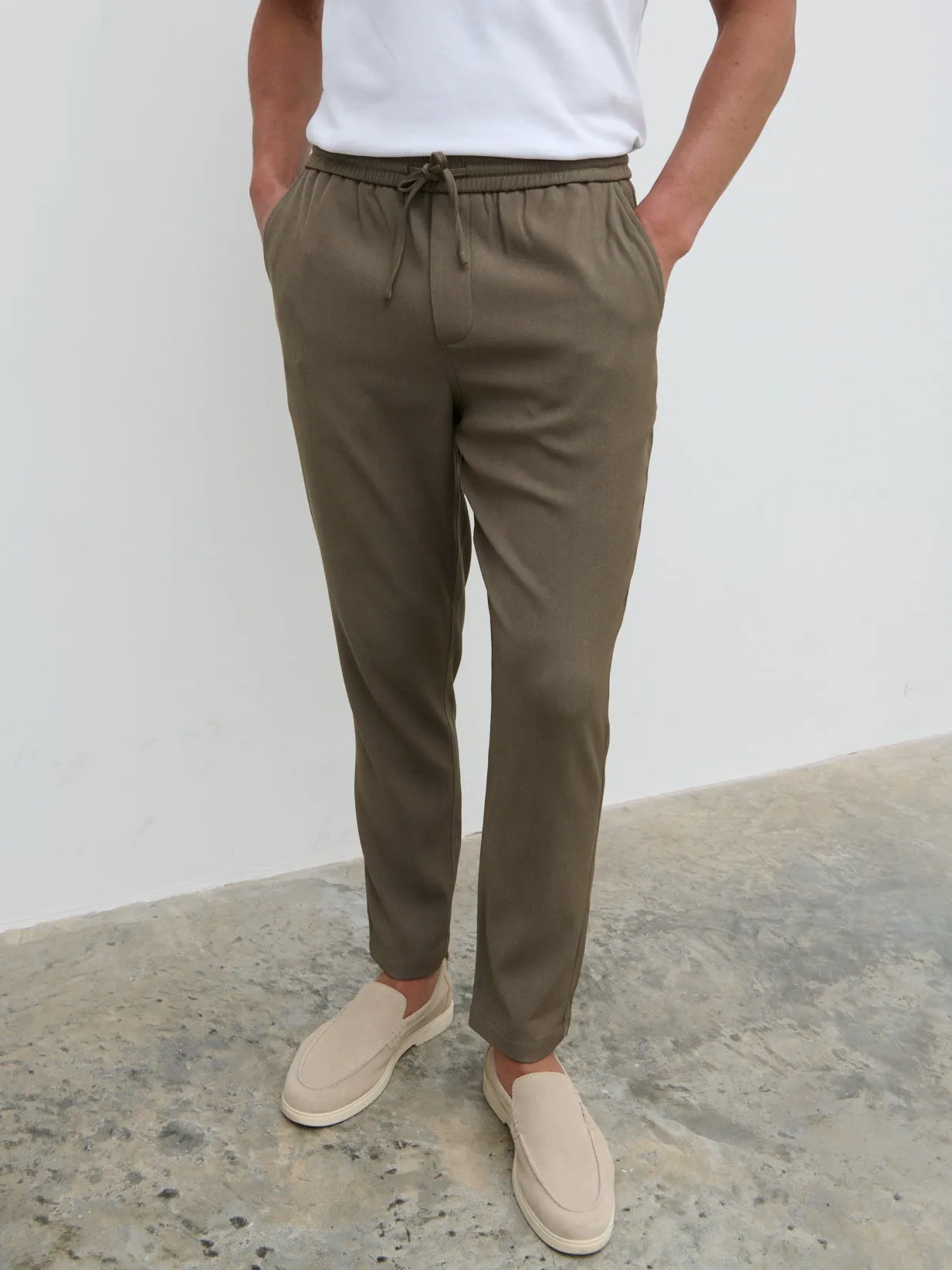Timothe Drawstring Trouser - Dark Olive Grey sold by NOBL product image thumbnail 2
