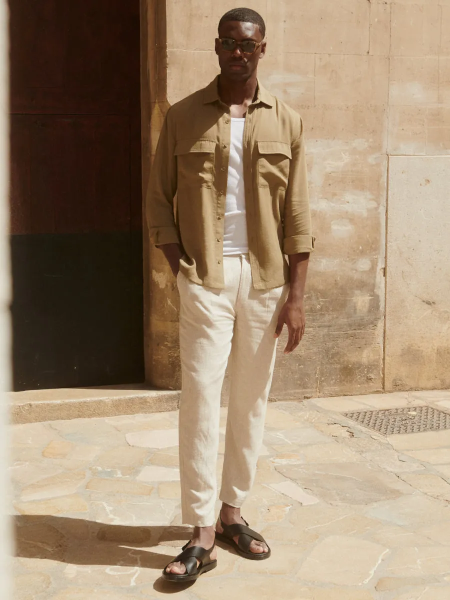 Milo Pocket Long Sleeve Shirt - Dark Olive sold by NOBL