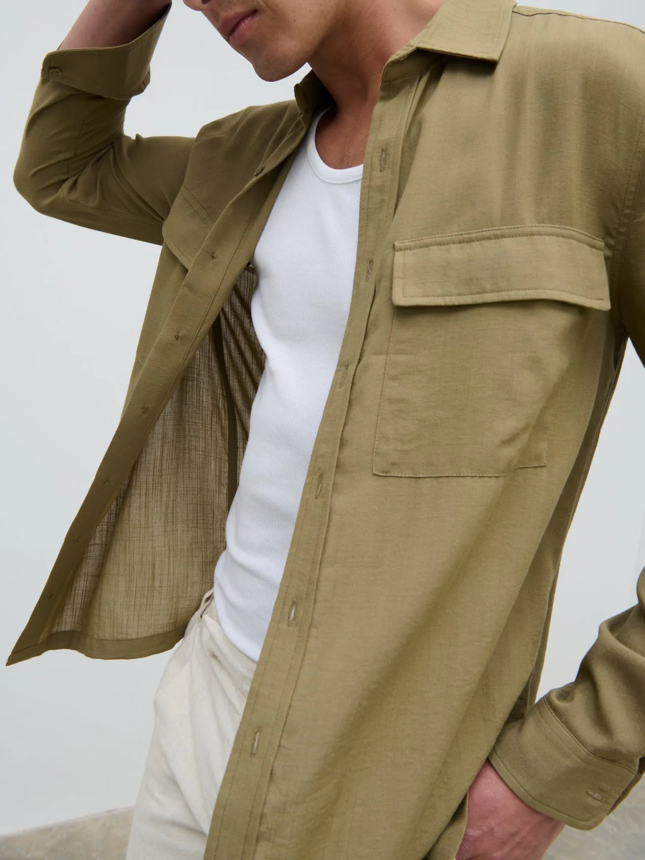 Milo Pocket Long Sleeve Shirt - Dark Olive sold by NOBL product image thumbnail 2
