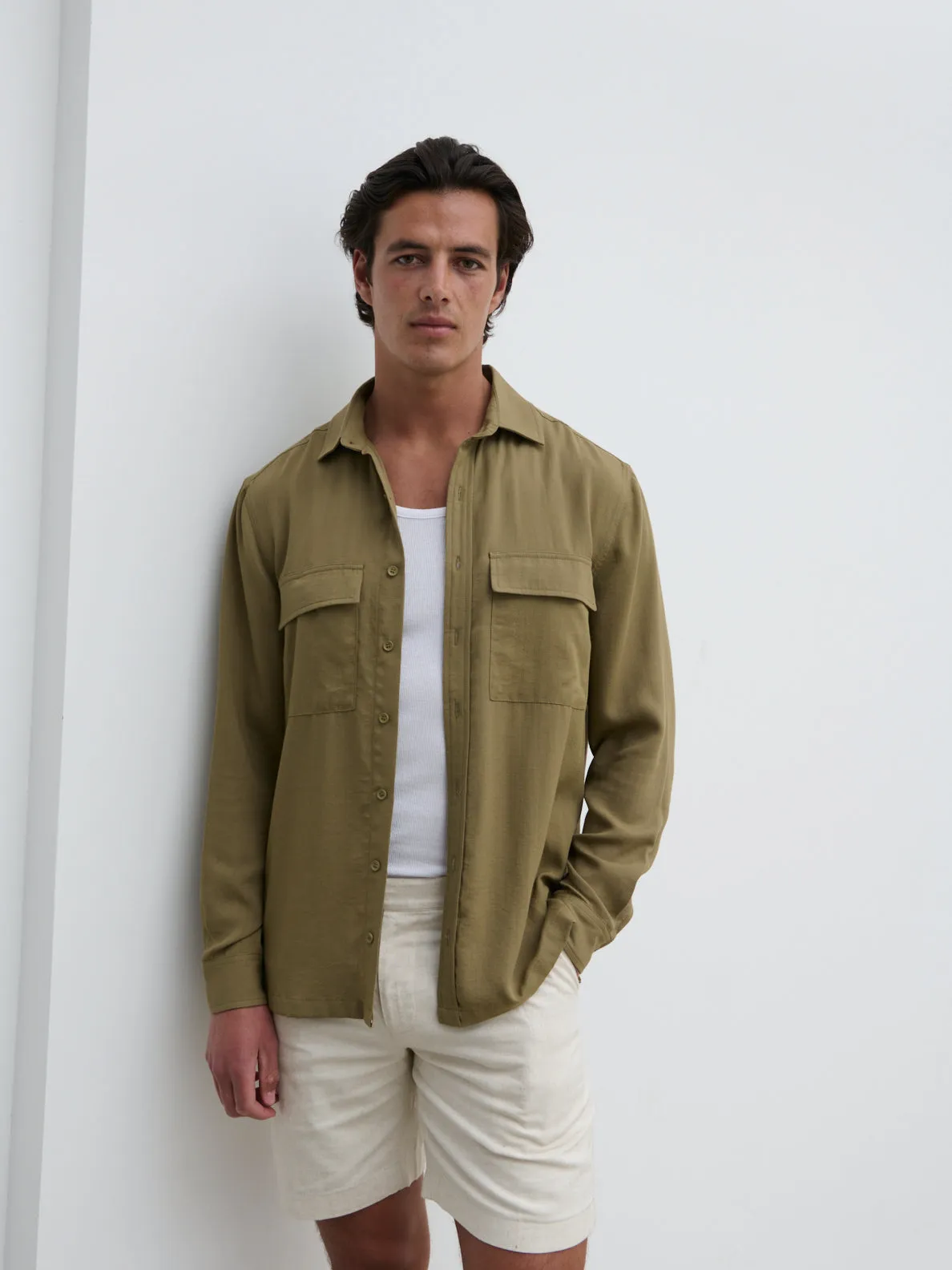 Milo Pocket Long Sleeve Shirt - Dark Olive sold by NOBL product image thumbnail 3