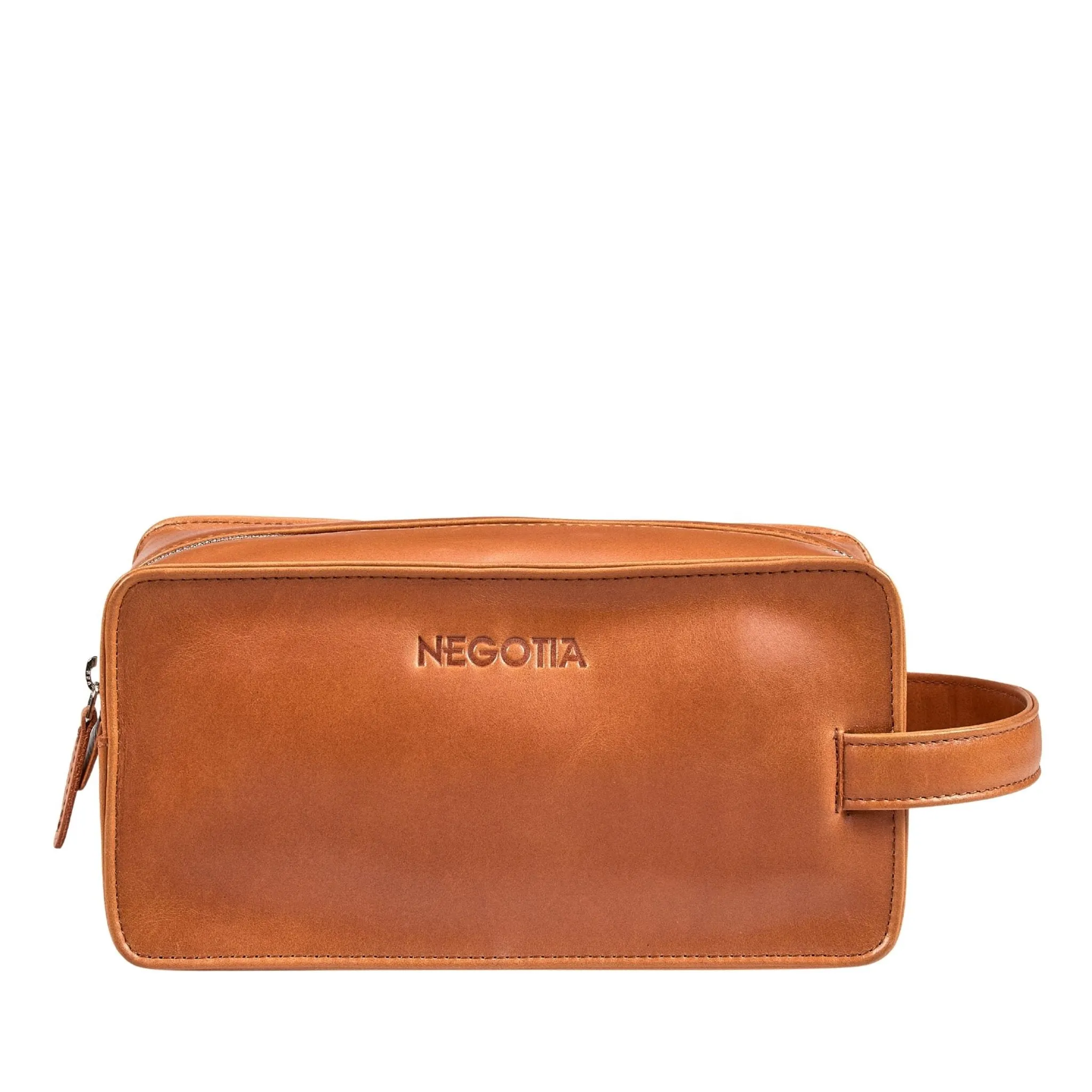 Caldre Toiletry Bag Cognac sold by Negotia Leather