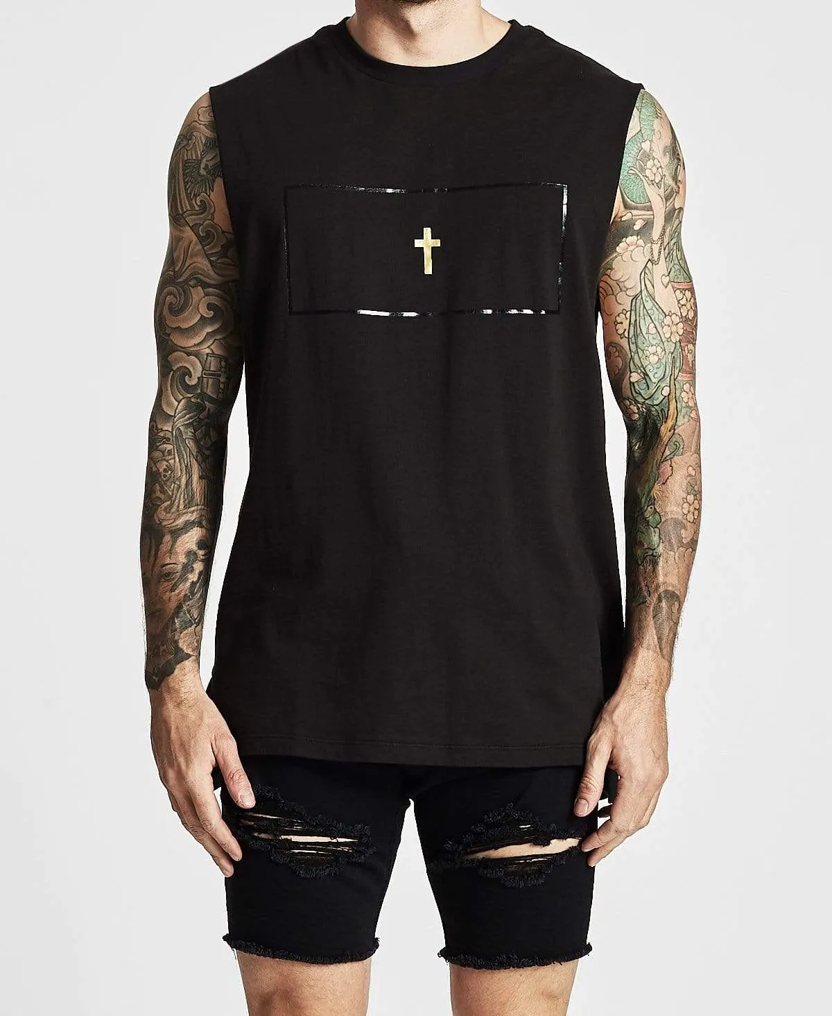 Huntington Step Hem Muscle Tee Jet Black sold by Neverland product image thumbnail 2