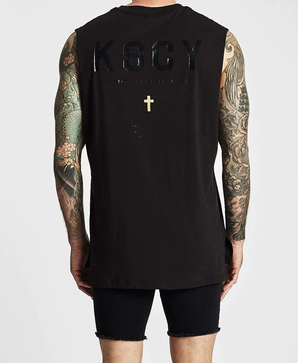 Huntington Step Hem Muscle Tee Jet Black sold by Neverland product image thumbnail 3