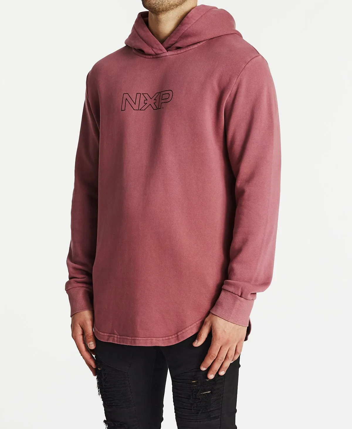 Grave Dual Curved Hoodie Pigment Burgundy sold by Neverland product image thumbnail 3