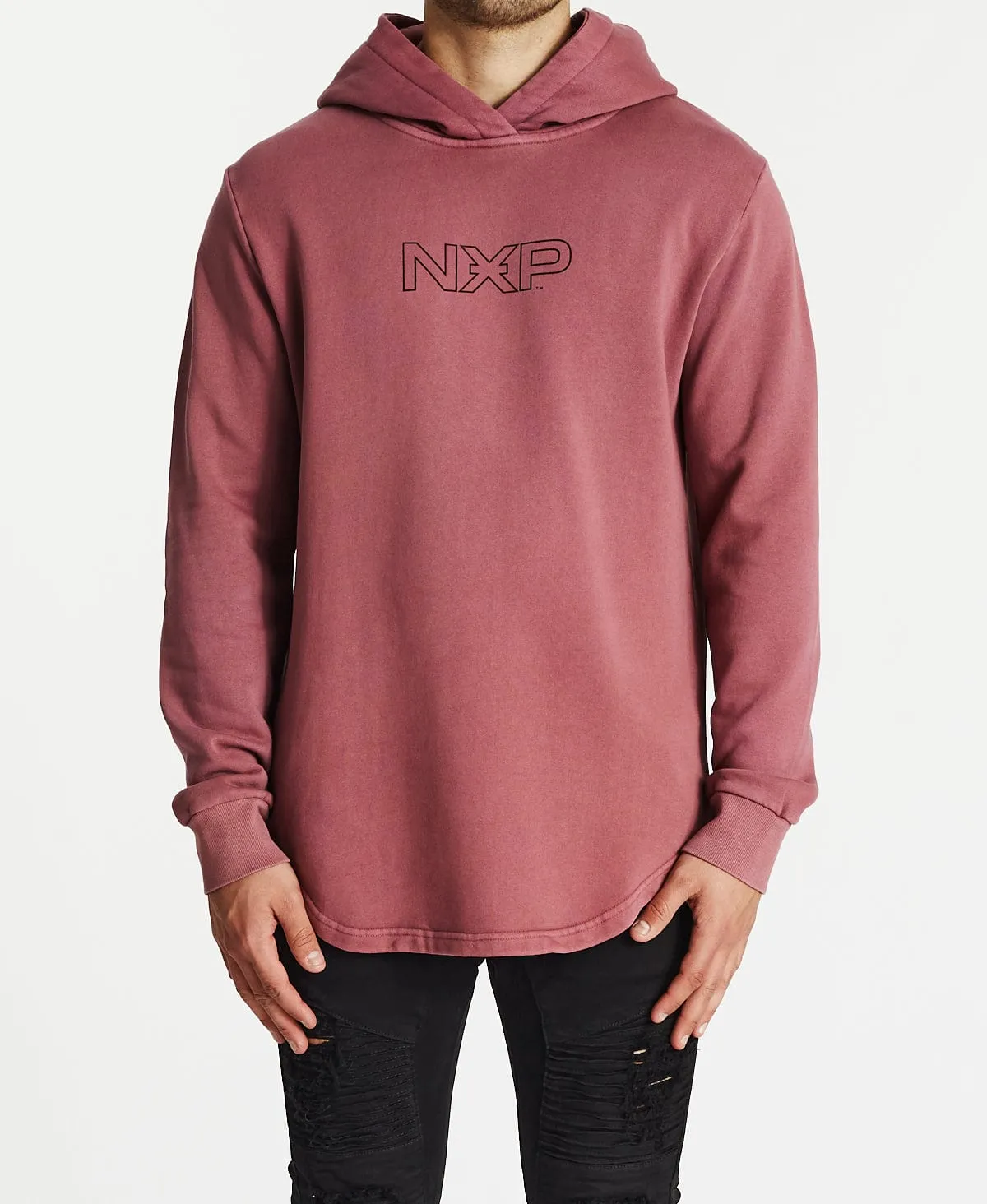 Grave Dual Curved Hoodie Pigment Burgundy sold by Neverland product image thumbnail 2
