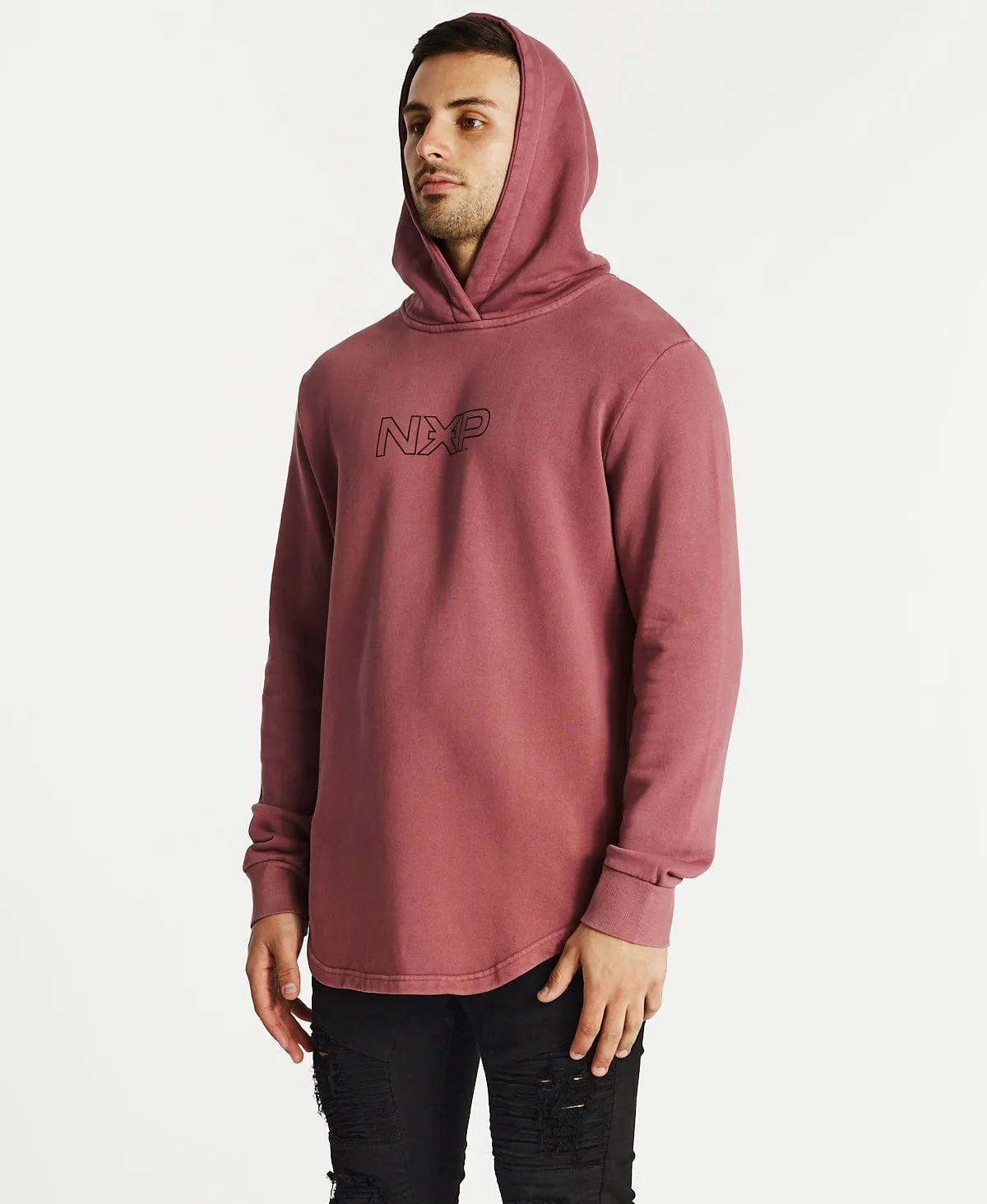 Grave Dual Curved Hoodie Pigment Burgundy sold by Neverland product image thumbnail 5