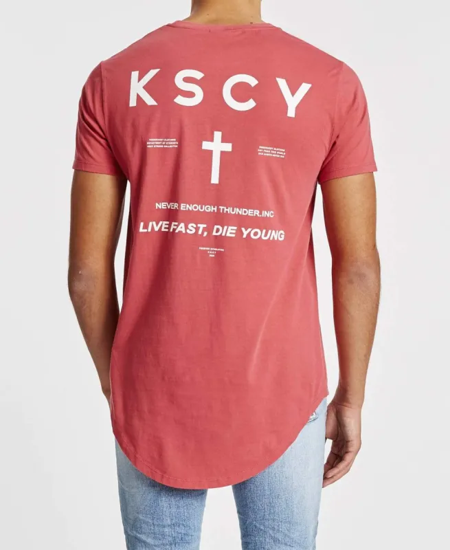 Live Fast Dual Scoop T-Shirt Pigment Burgundy sold by Neverland
