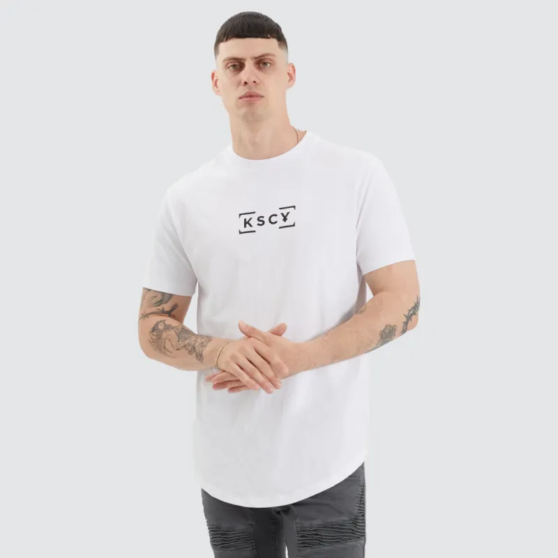 Blyth Dual Curved Tee Optical White sold by Neverland