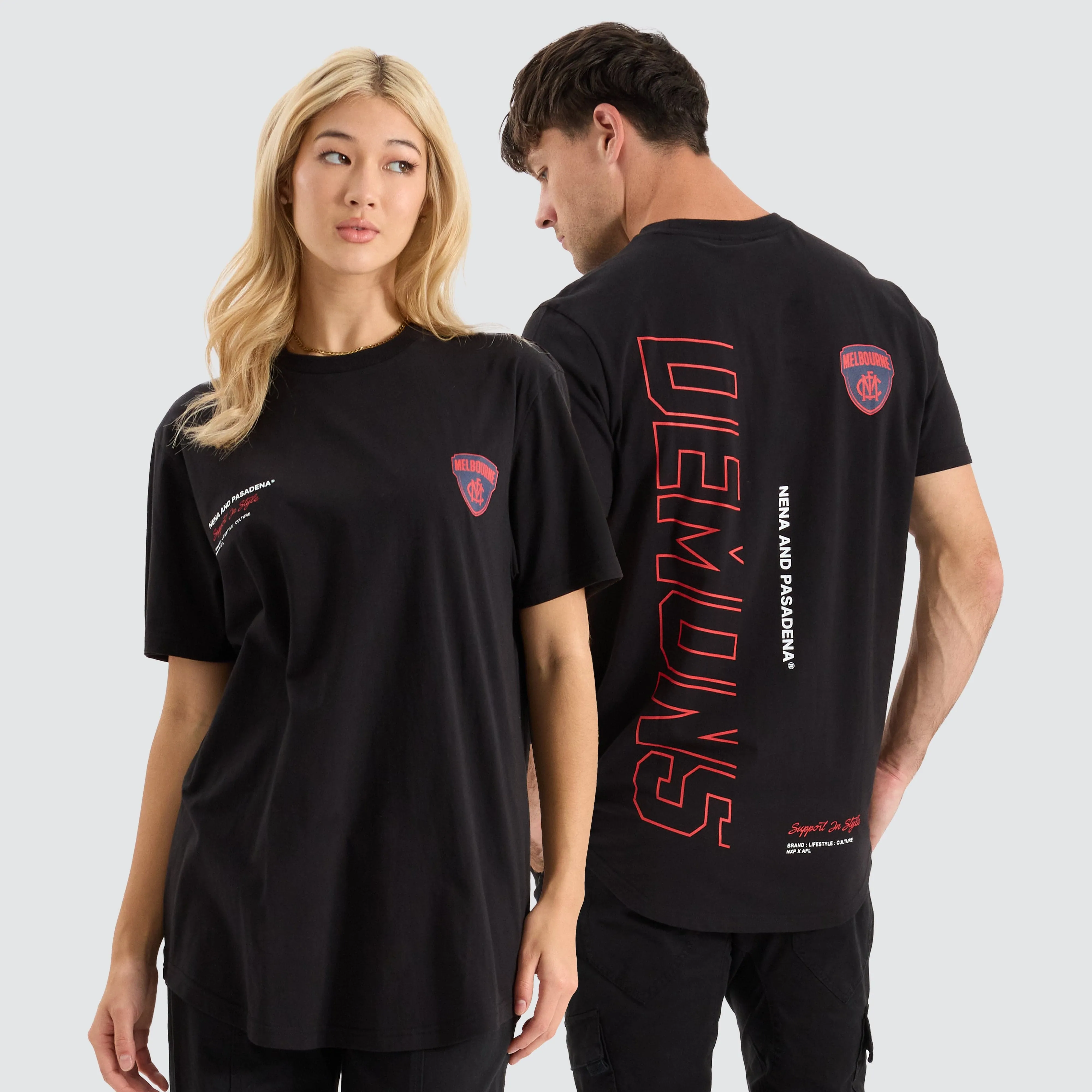 Melbourne Demons AFL Dual Curved Tee Jet Black sold by Neverland