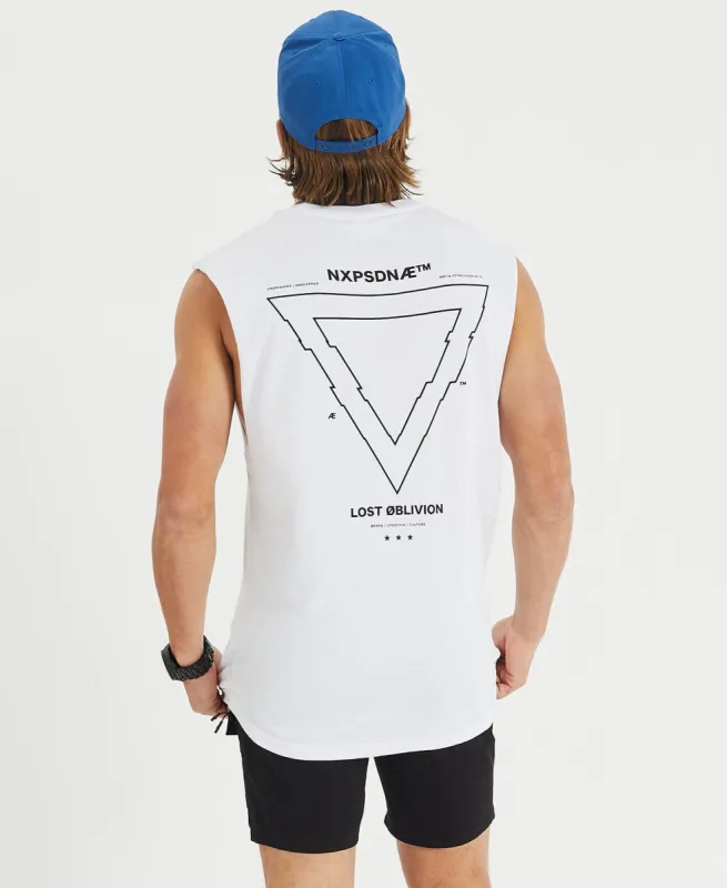 Fractured Scoop Back Muscle Tee White sold by Neverland