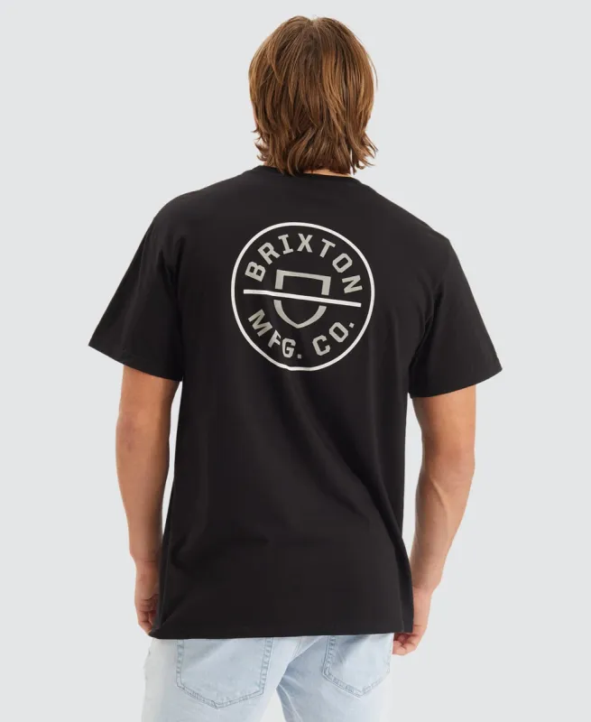 Crest Short Sleeve T-Shirt Black sold by Neverland