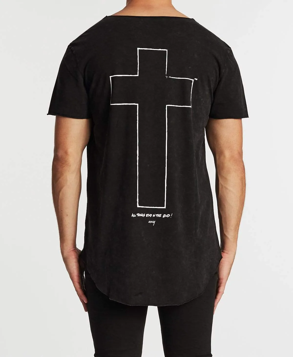 Bad Ending Raw V-Neck T-Shirt Acid Black sold by Neverland