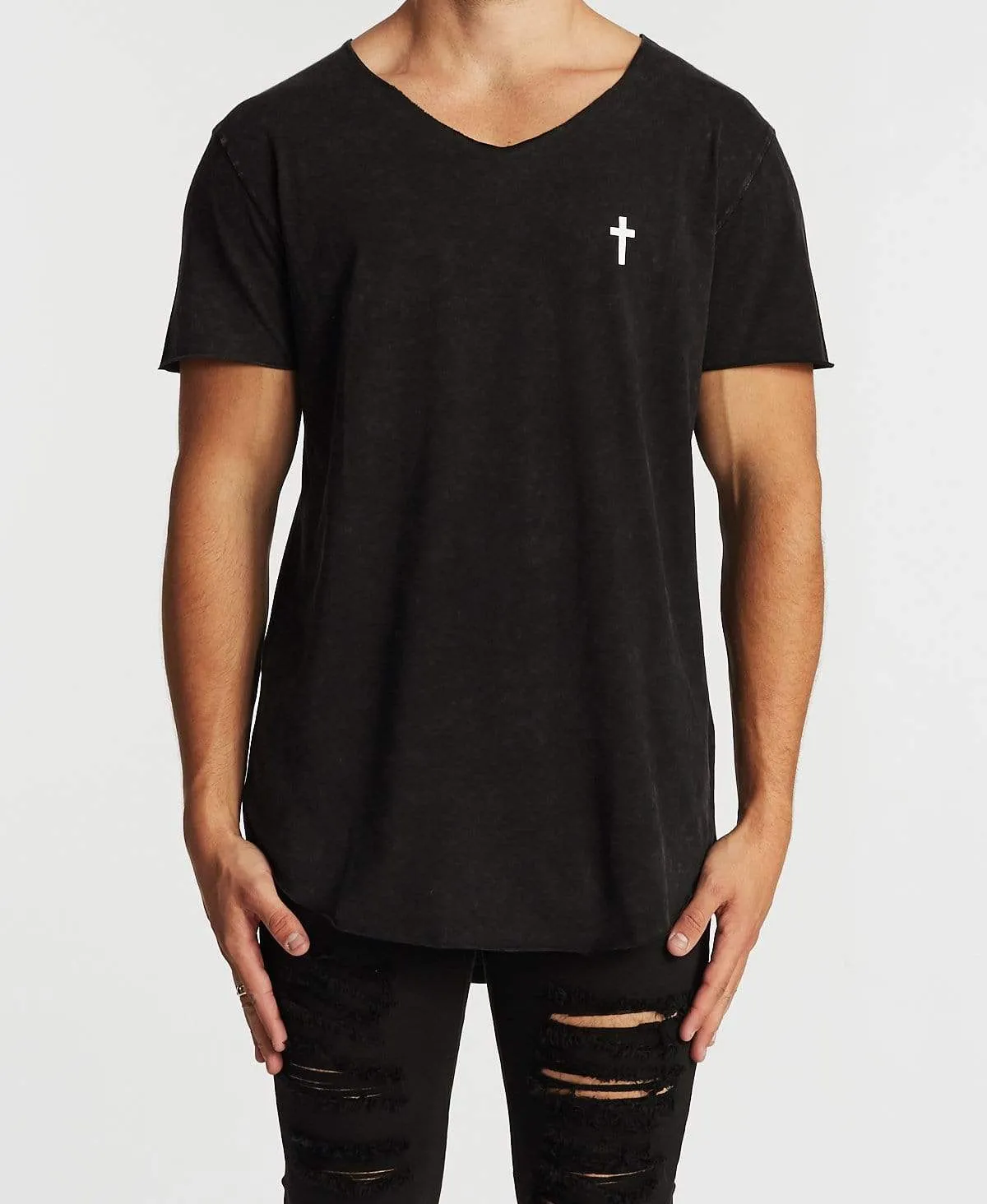 Bad Ending Raw V-Neck T-Shirt Acid Black sold by Neverland product image thumbnail 2