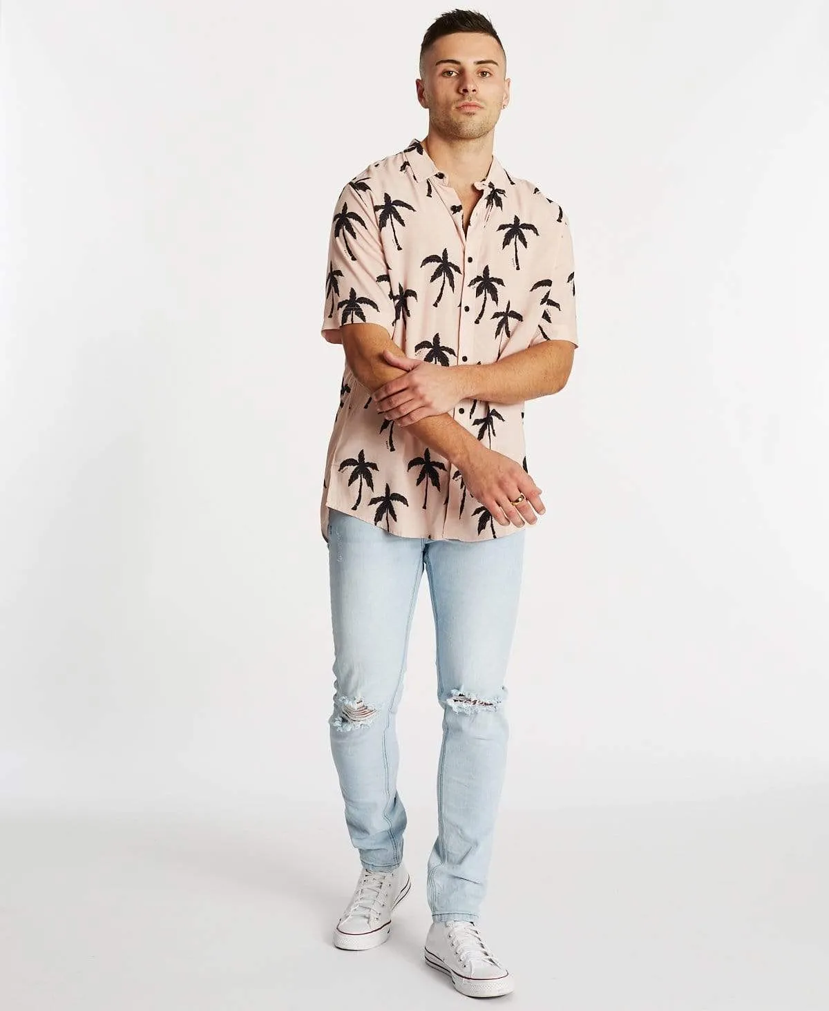 Tropico Relaxed Short Sleeve Shirt Pink/Black Print sold by Neverland product image thumbnail 4
